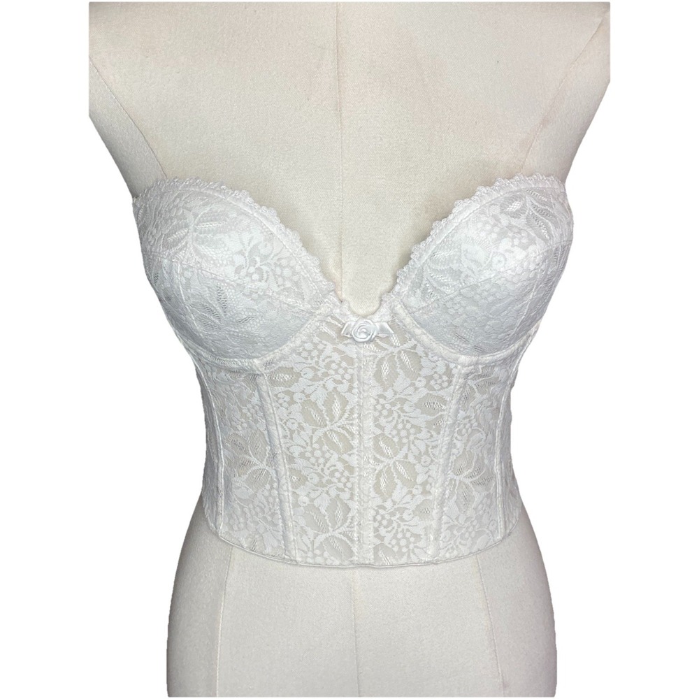 Vintage Fredericks of Hollywood White Lace Corset Bra Size Small